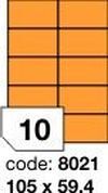 Oranžové fluo etikety Rayfilm R0133.0821D, 99,1x93,1 mm, 300 listů A4, 1800 etiket