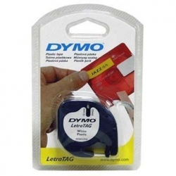 Dymo, originální páska do tiskárny štítků, 59421, S0721500, černý tisk/bílý podklad, 4m, 12mm, LetraTag papírová páska