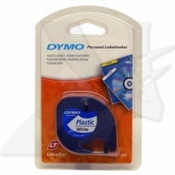 Dymo, originální páska do tiskárny štítků, 59422, S0721560, černý tisk/bílý podklad, 4m, 12mm, LetraTag plastová páska